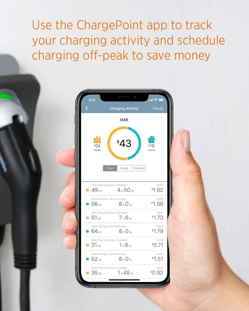 ChargePoint Home Flex Level 2 WiFi EV Charging Station, 16 to 50 Amp, 240V