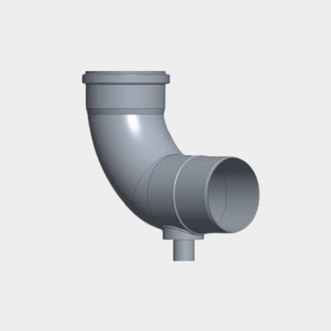 90 Elbow with Condensate Drain – Grey